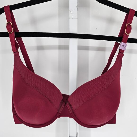 Secret Treasures Womens Sz 36DD Lightly Padded T Shirt Bra Dark Red NEW - Picture 1 of 4
